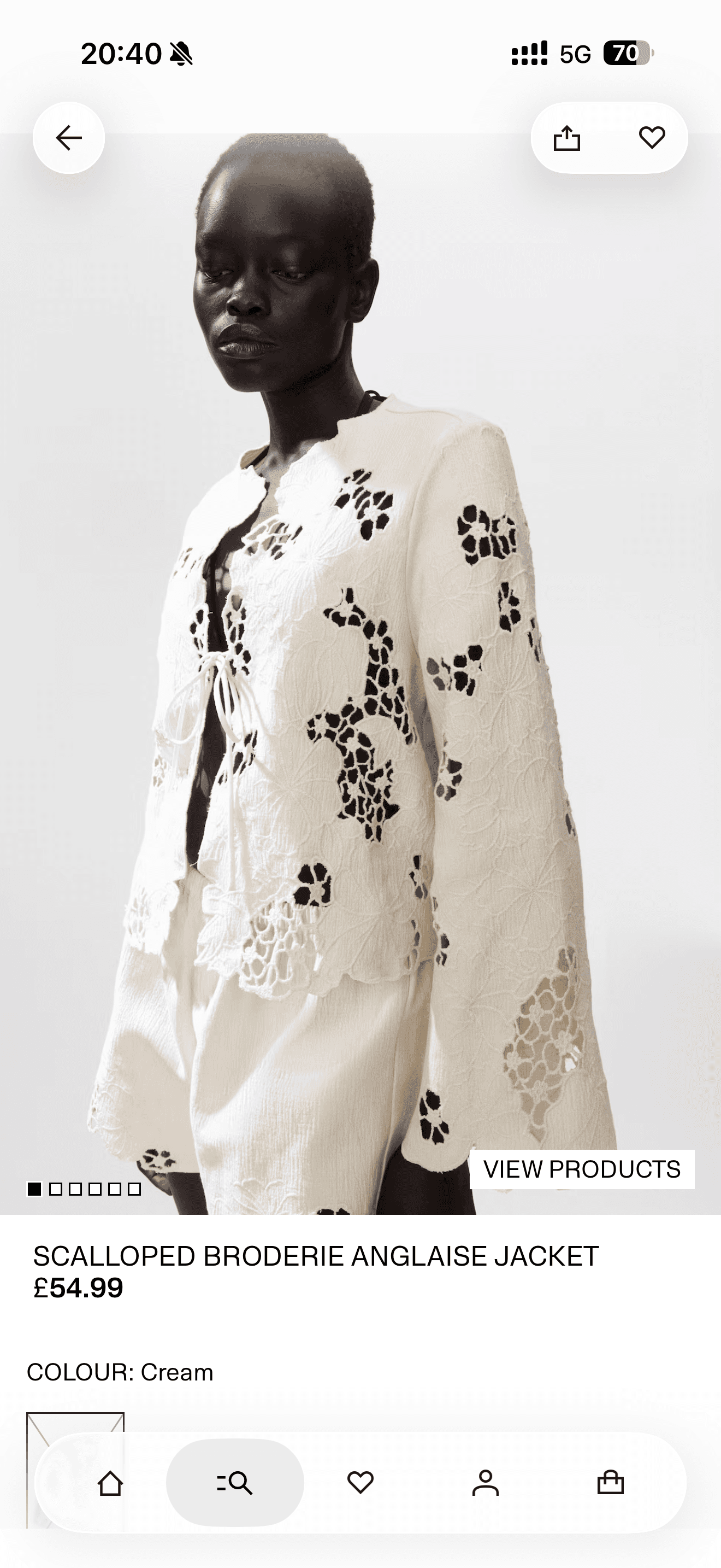 Zara Scalloped Broderie Anglaise Jacket – Cream, S