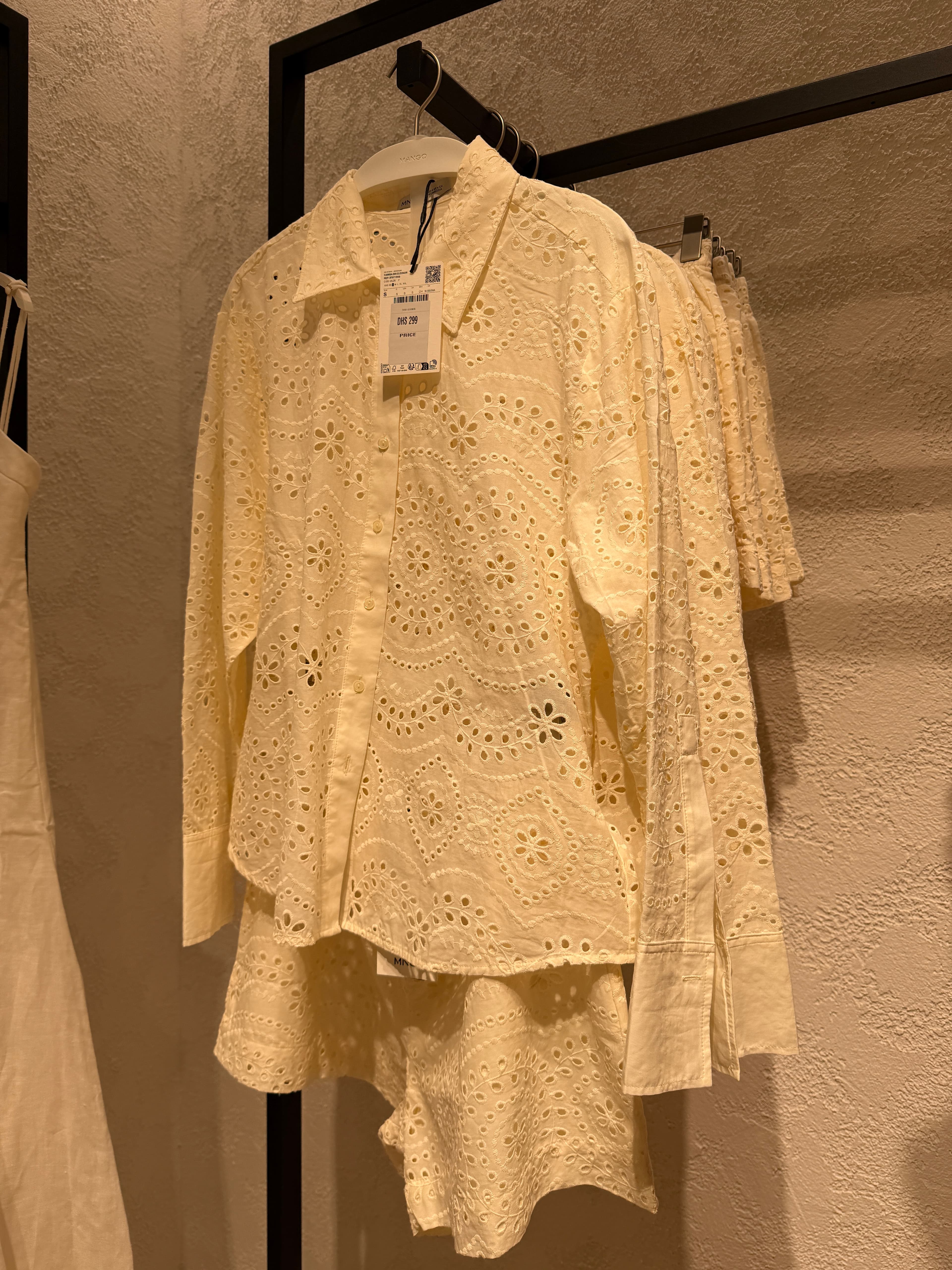 Mango Cream Broderie Anglaise Oversized Shirt